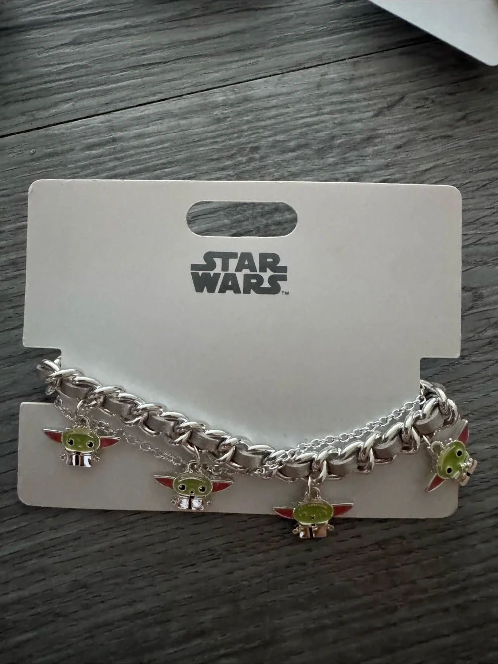 Star Wars Silver Charm Bracelet with Green Grogu Charms